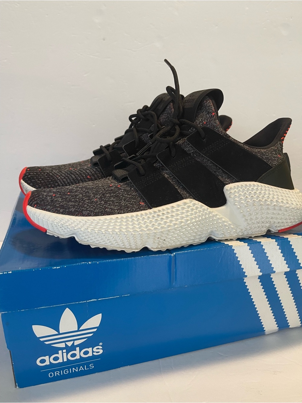 Adidas Sneakers Prophere Core Black Solar Red Chunky Running Shoes Size 11